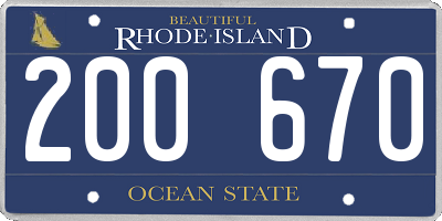 RI license plate 200670