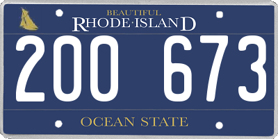 RI license plate 200673
