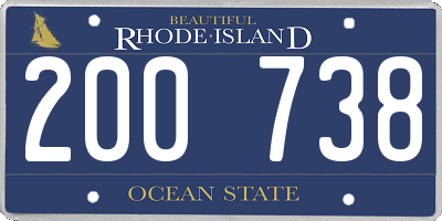 RI license plate 200738