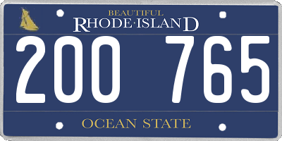 RI license plate 200765