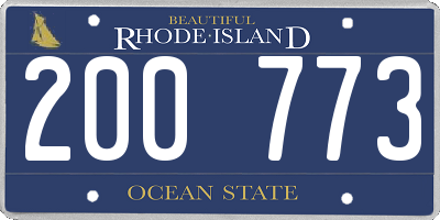RI license plate 200773