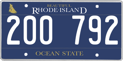 RI license plate 200792