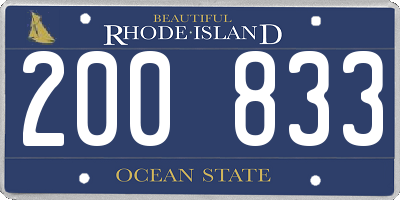 RI license plate 200833