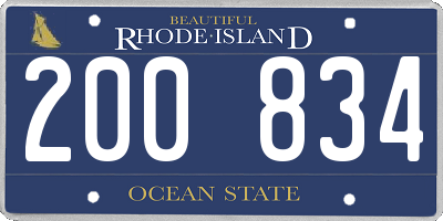 RI license plate 200834