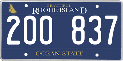RI license plate 200837