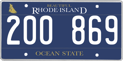 RI license plate 200869