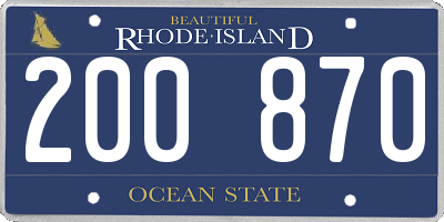 RI license plate 200870
