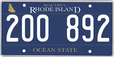 RI license plate 200892