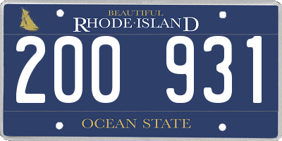 RI license plate 200931