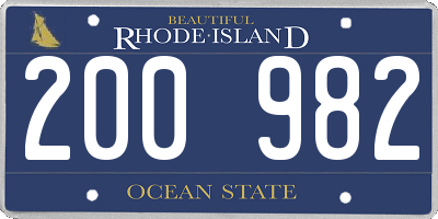 RI license plate 200982