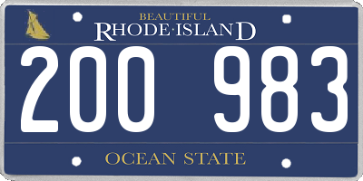 RI license plate 200983