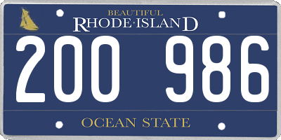 RI license plate 200986