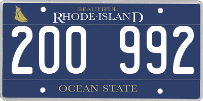 RI license plate 200992