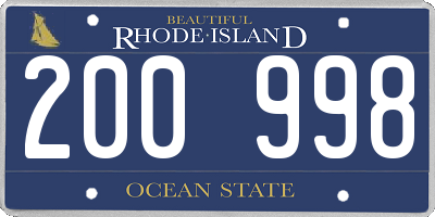 RI license plate 200998