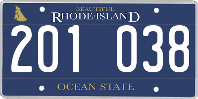RI license plate 201038