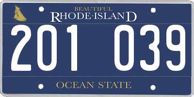 RI license plate 201039
