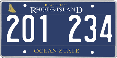 RI license plate 201234