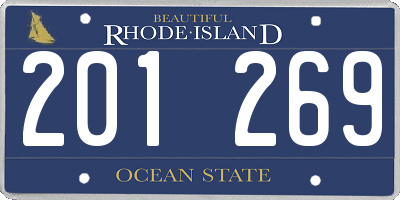 RI license plate 201269
