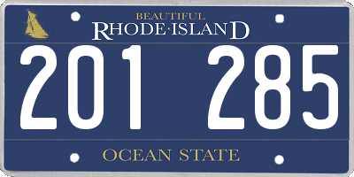 RI license plate 201285
