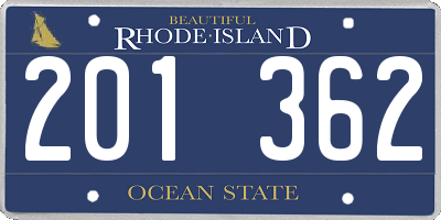 RI license plate 201362