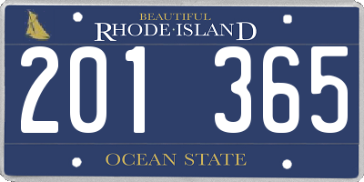 RI license plate 201365