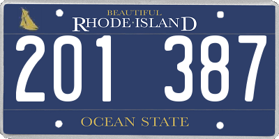 RI license plate 201387