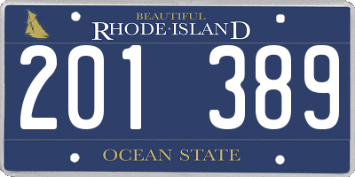 RI license plate 201389