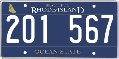 RI license plate 201567