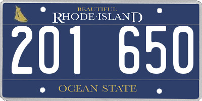 RI license plate 201650