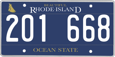RI license plate 201668