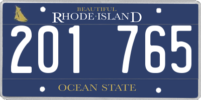 RI license plate 201765