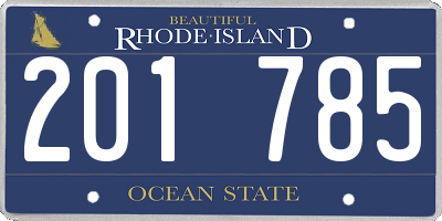 RI license plate 201785