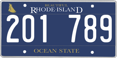 RI license plate 201789