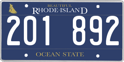 RI license plate 201892