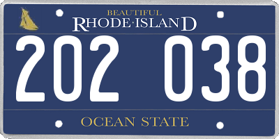 RI license plate 202038