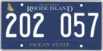 RI license plate 202057