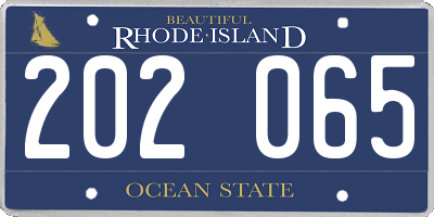 RI license plate 202065