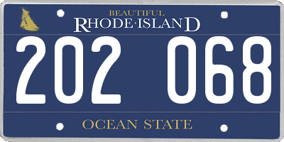 RI license plate 202068