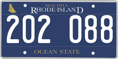 RI license plate 202088