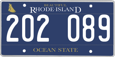 RI license plate 202089