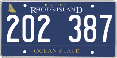 RI license plate 202387