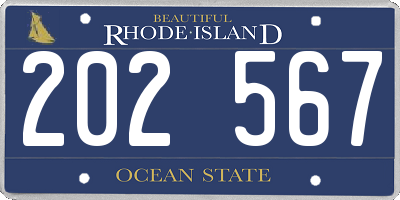 RI license plate 202567