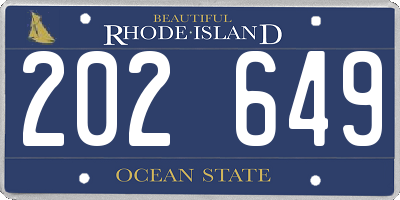 RI license plate 202649