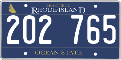 RI license plate 202765