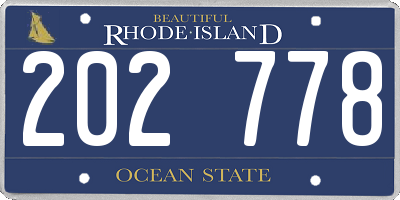 RI license plate 202778
