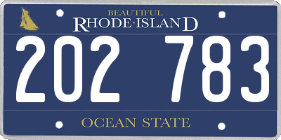 RI license plate 202783