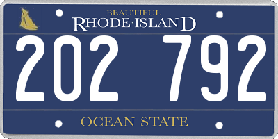 RI license plate 202792