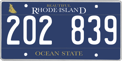 RI license plate 202839