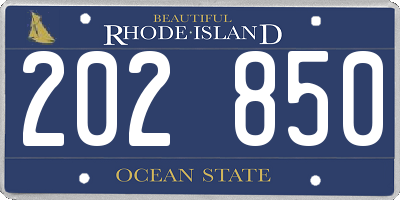 RI license plate 202850