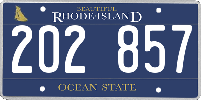 RI license plate 202857